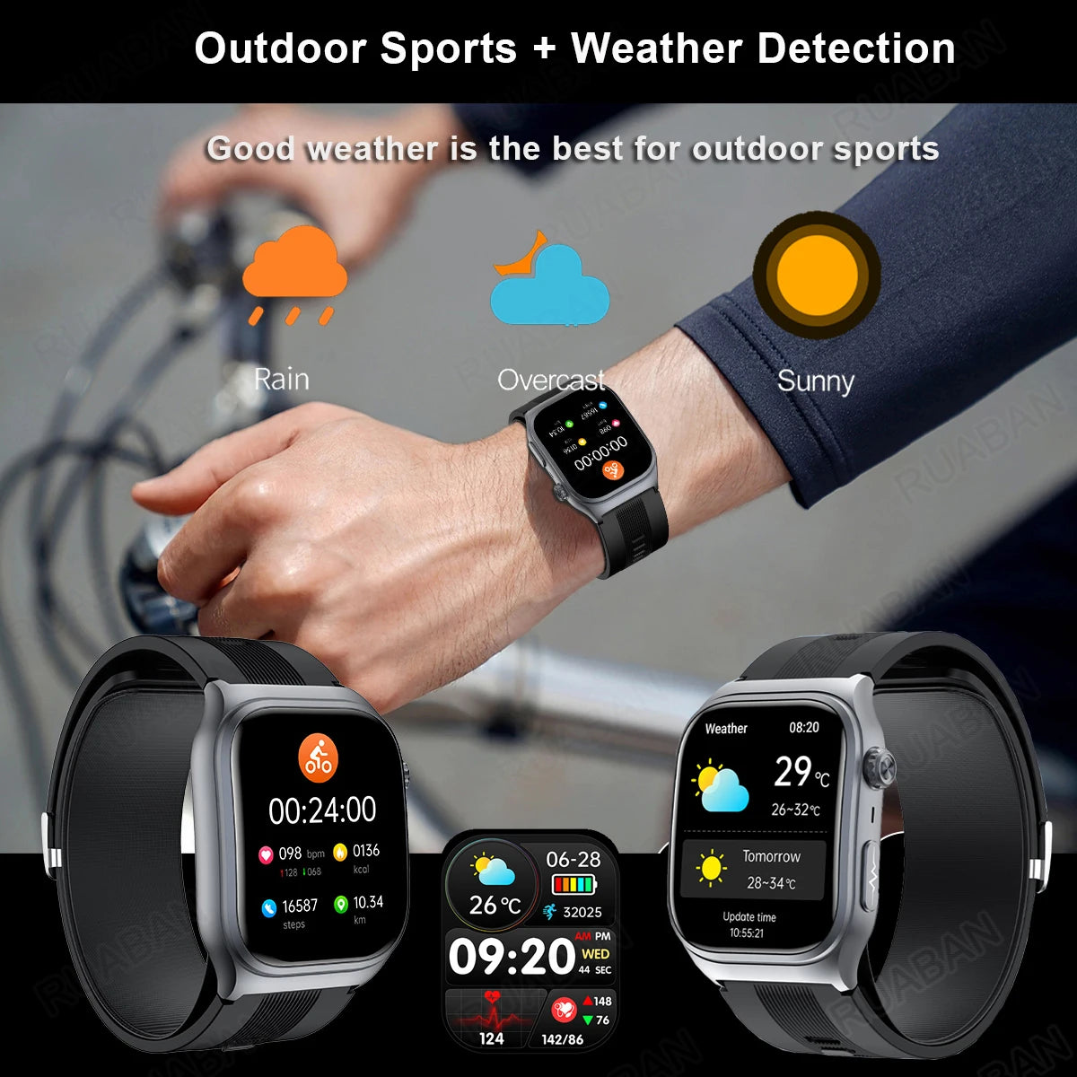 Montre RNABAU AMOLED incurvé 2,06″ Bluetooth – CLEVI Paris