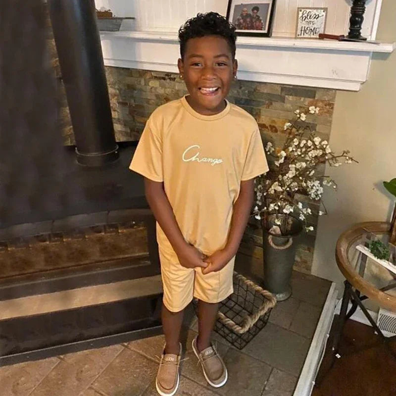 Ensemble enfant uni T-shirt et short à plis – CLEVI Paris