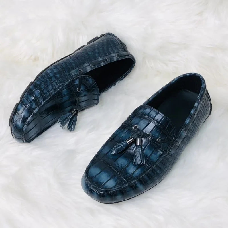 Mocassins homme bleus à franges – CLEVI Paris