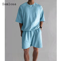 Ensemble homme t-shirt col rond et short uni – CLEVI Paris