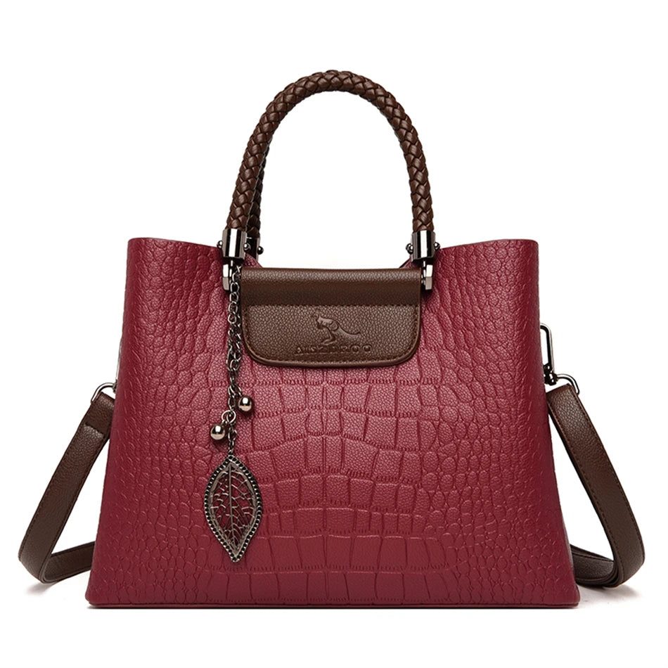 Sac Croisé Cuir Véritable Motif Alligator 3 Poches – CLEVI Paris