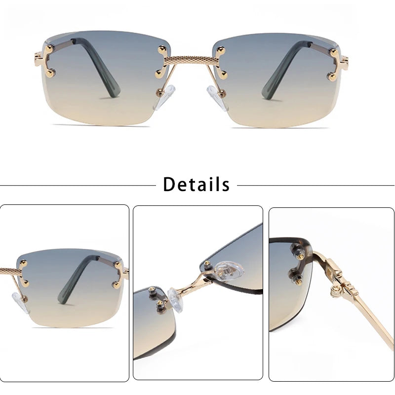 Lunettes de Soleil Rectangulaires Sans Monture Punk CATERSIDE – Verres Dégradés UV400 – CLEVI Paris
