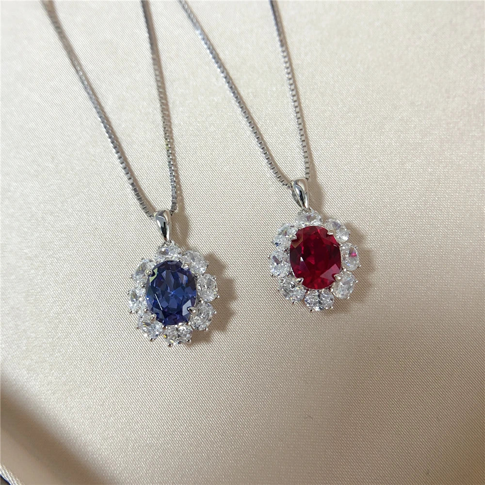 Collier Pendentif Or Blanc 18K, Rubis ou Saphir – CLEVI Paris