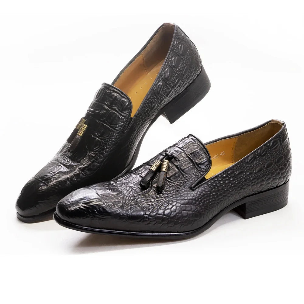 Mocassins homme à pampilles en cuir véritable – CLEVI Paris