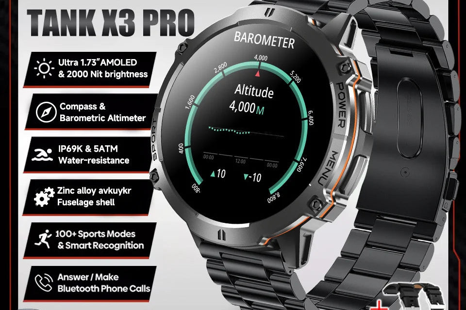 Montre connectée unisexe AMOLED 1,73″ – CLEVI Paris