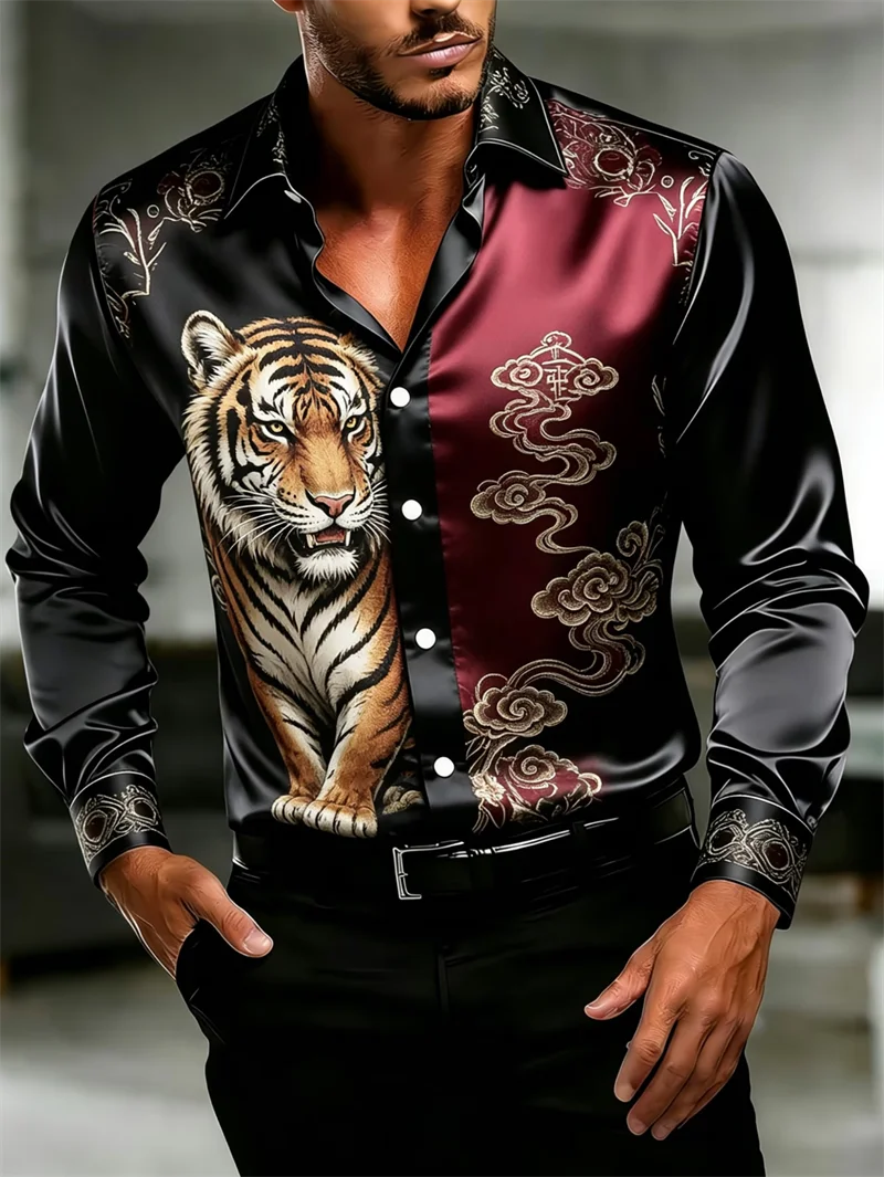 Chemise Homme Satinée Imprimée à Manches Longues – CLEVI Paris