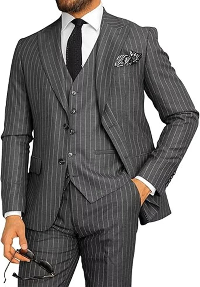 Costume Élégant 3 Pièces Homme Rayures – CLEVI Paris