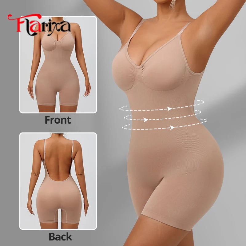 Combinaison Gainante Dos Nu Sans Coutures Femme Ventre Plat Remonte-Fesses Cuisses Affinées – CLEVI Paris