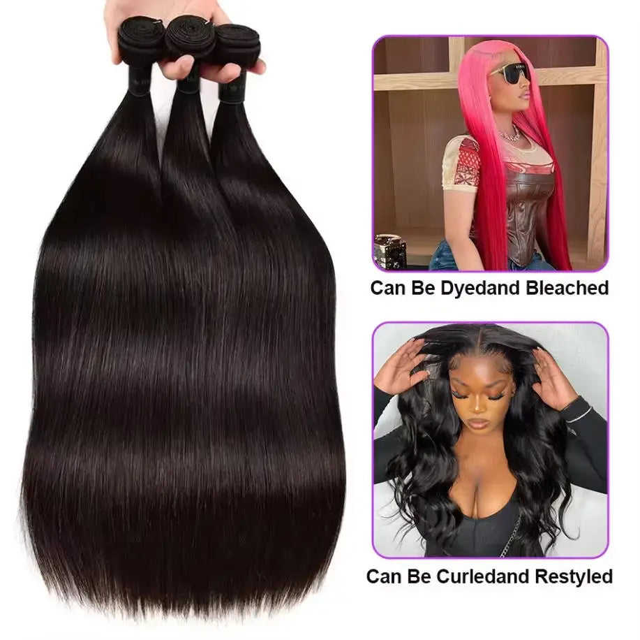 Mèches Straight 100% Remy Hair Brésilien Couleur Naturelle Non Traitées 10-44 Pouces – CLEVI Paris