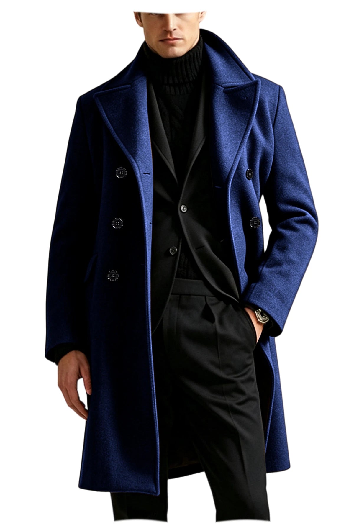 Manteau long homme laine mélangée croisé – CLEVI Paris