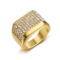 Bague homme carrée 16 mm en acier et zircon – CLEVI Paris
