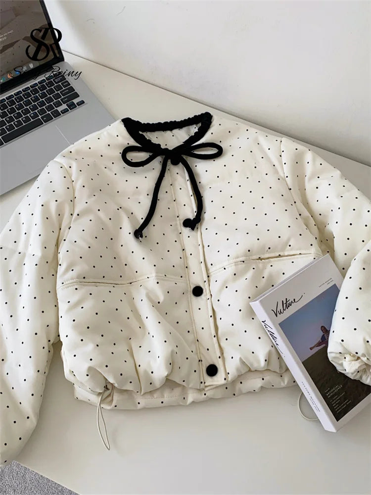 Veste courte femme rembourrée à pois – CLEVI Paris