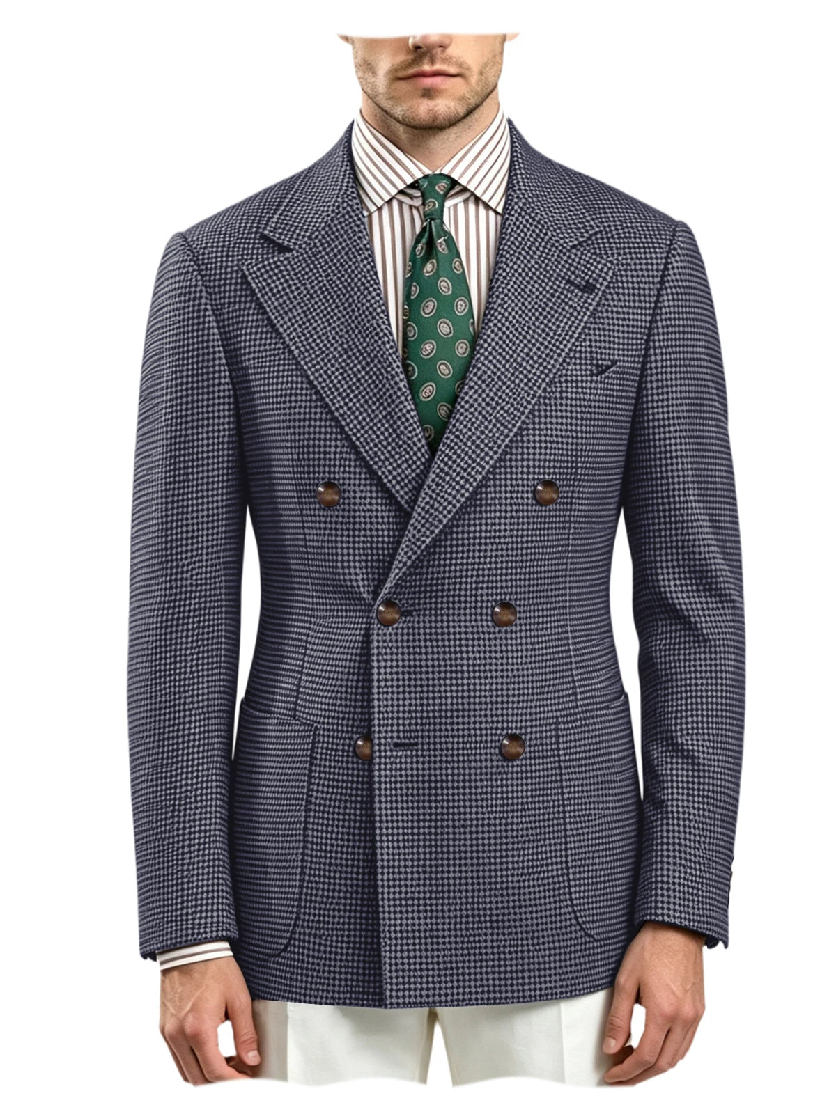 Blazer homme pied-de-poule à double boutonnage – CLEVI Paris