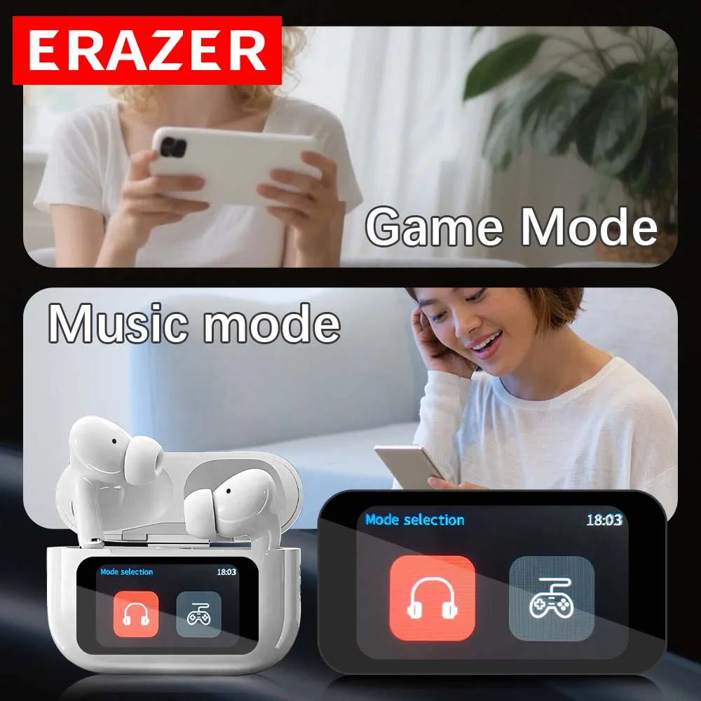 Écouteurs TWS ERAZER ANC Écran LCD Tactile Bluetooth 5.0 – CLEVI Paris