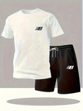 Ensemble 2 Pièces Homme T-shirt Manches Courtes + Short Sport Casual – Blanc & Noir, Bleu Marine & Noir – S à 4XL – CLEVI Paris