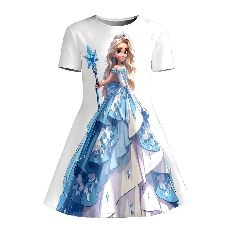 Robe t-shirt enfant imprimée bleu et blanc – CLEVI Paris