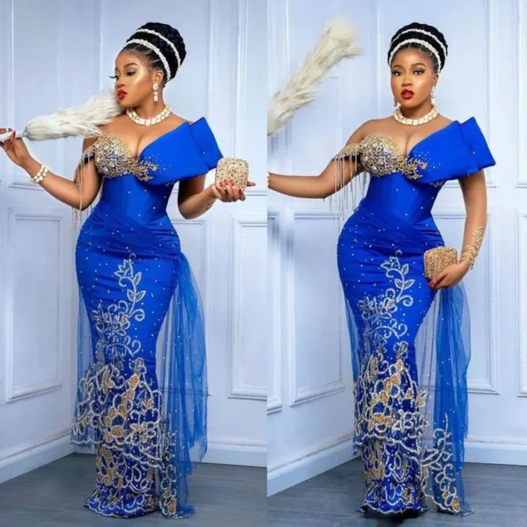 Robe de soirée sirène asymétrique – CLEVI Paris