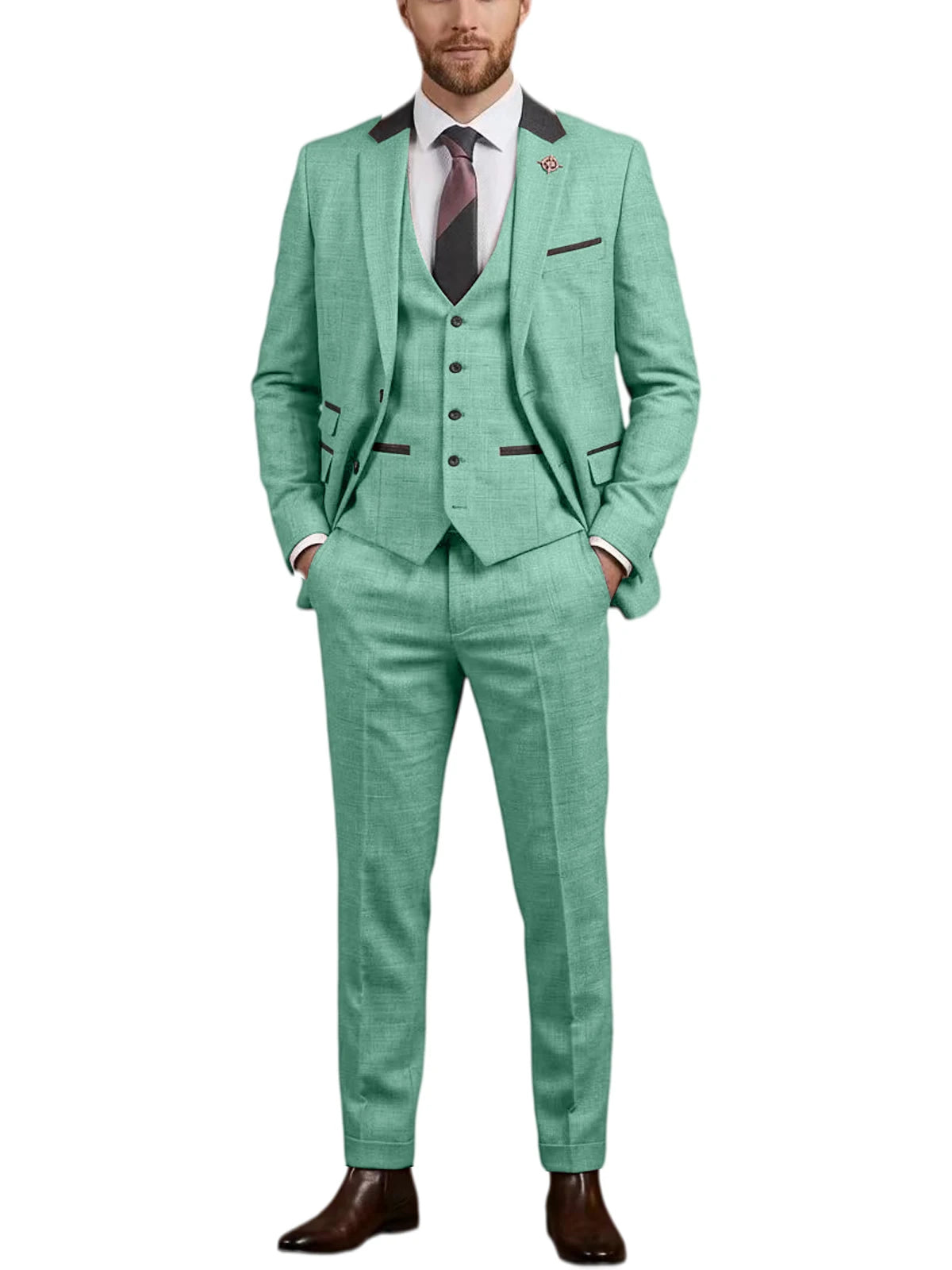 Costume homme 3 pièces en lin mélangé – CLEVI Paris