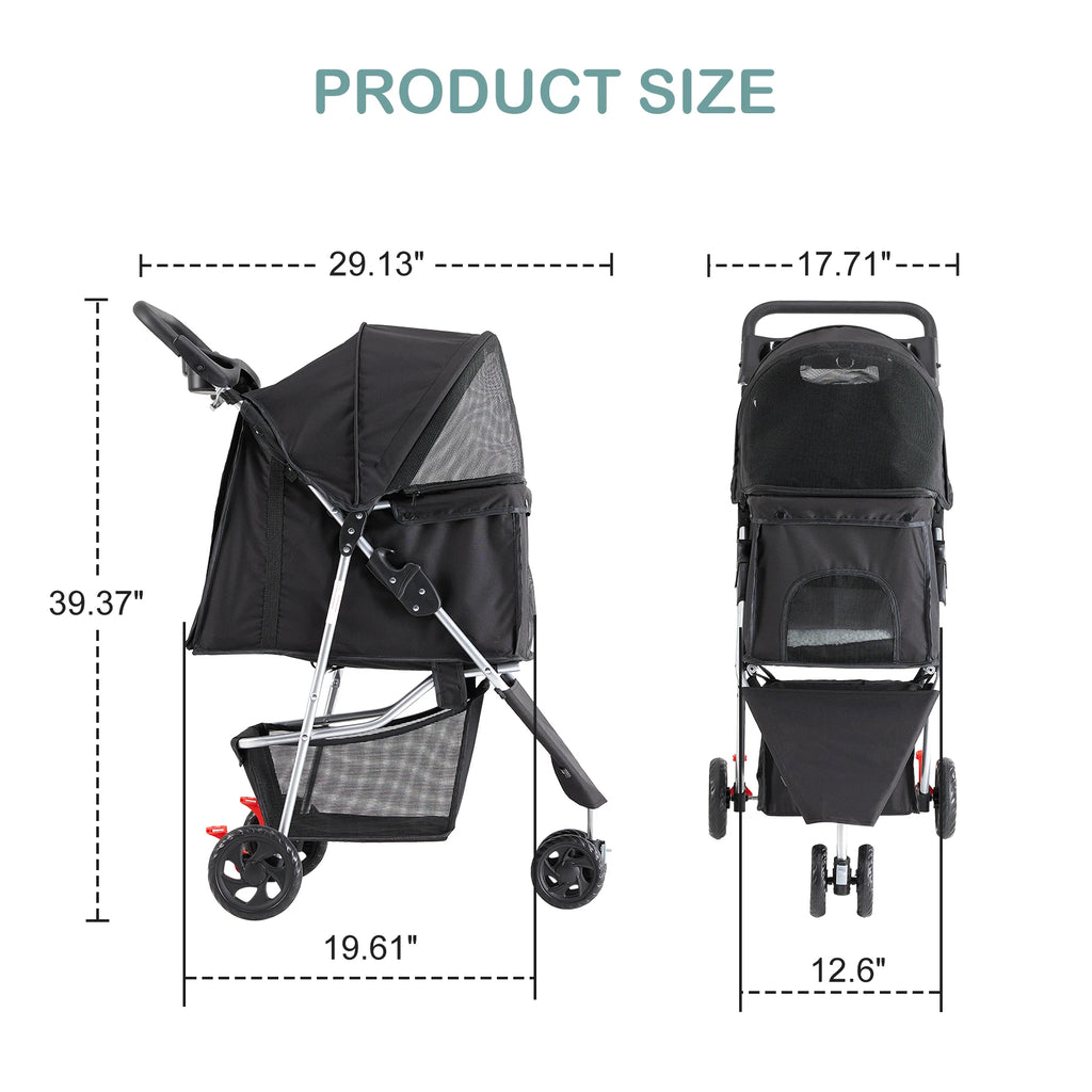 Poussette pliable 3 roues pour chien et chat – CLEVI Paris