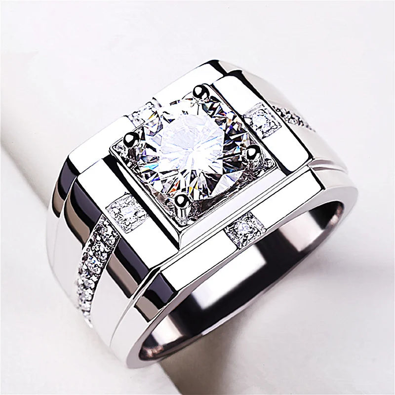 Bague Homme Cristal Rectangulaire Argent 925 – CLEVI Paris