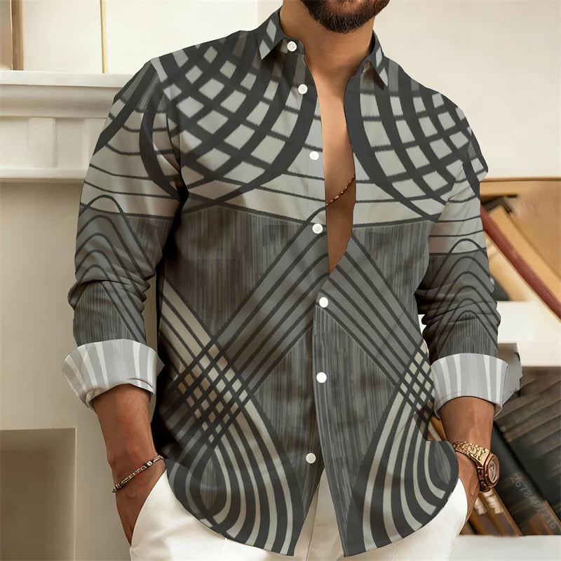 Chemise imprimée homme manches longues – CLEVI Paris
