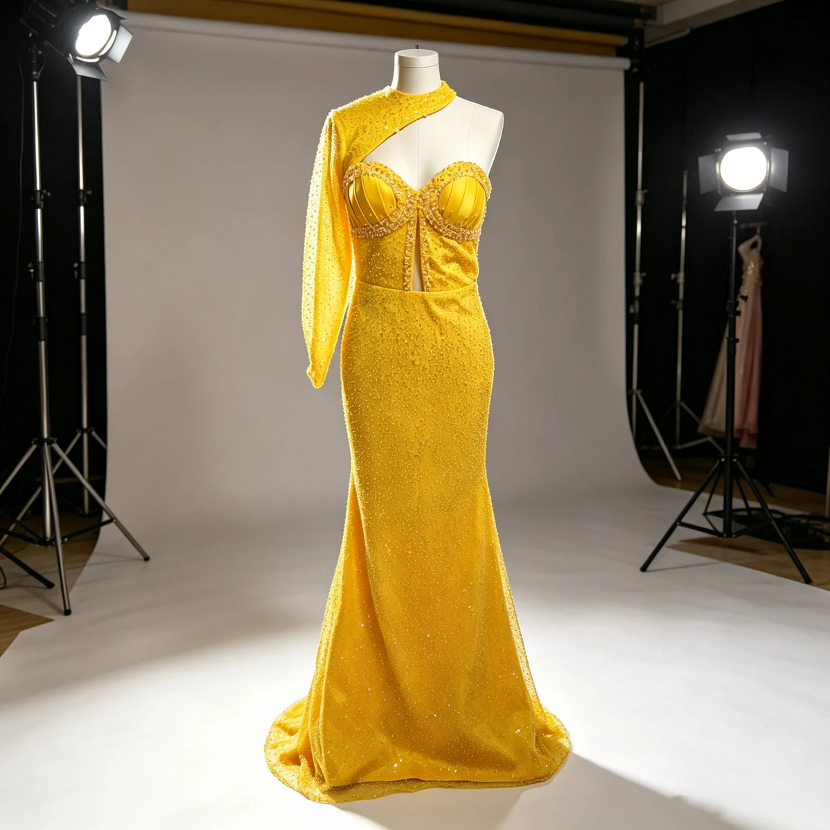 Robe de soirée longue sirène à sequins – CLEVI Paris