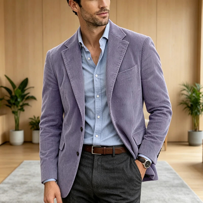 Blazer homme en velours côtelé à 2 boutons – CLEVI Paris