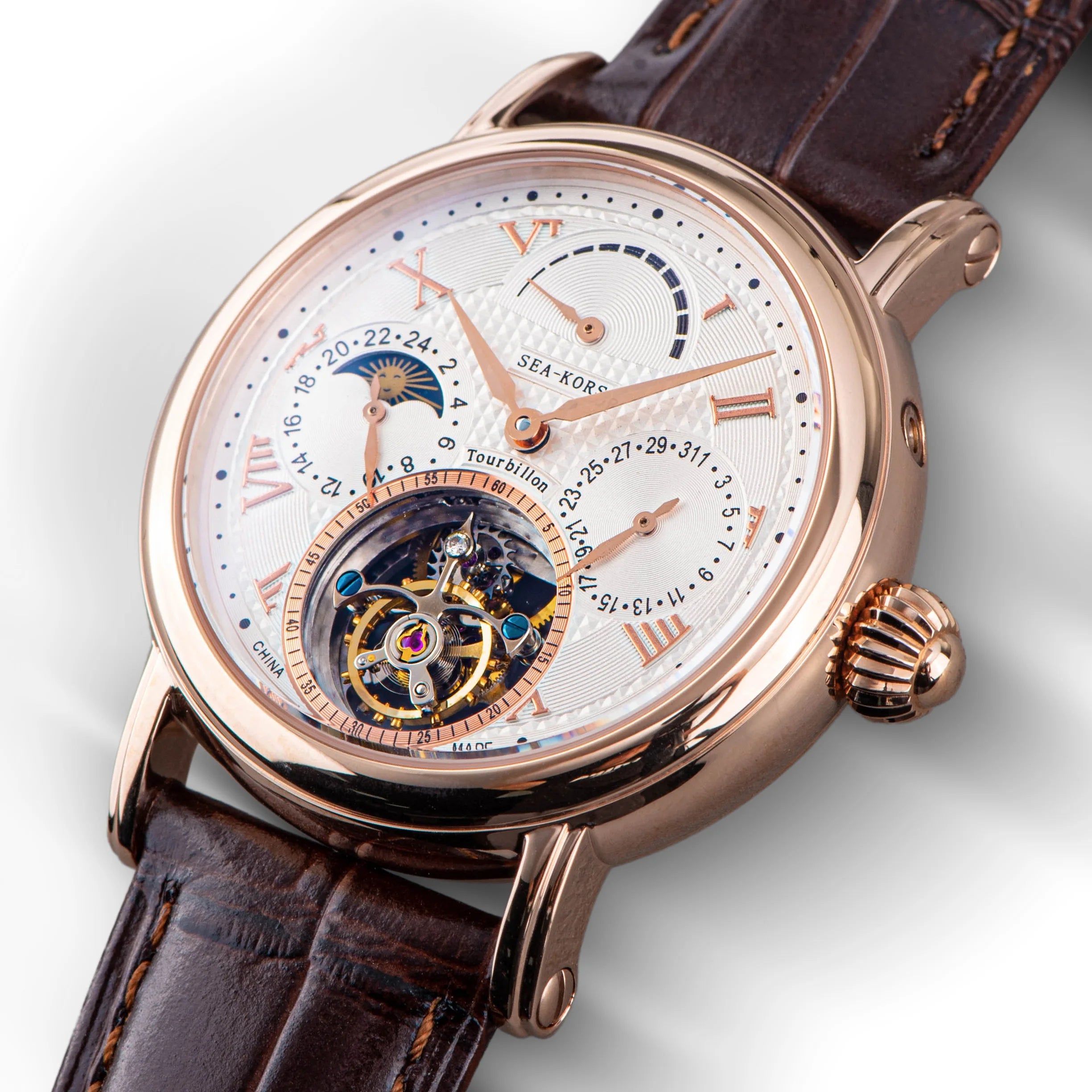 Montre Homme Tourbillon Phase de Lune Squelette Sugess Seakors ST8007 – CLEVI Paris