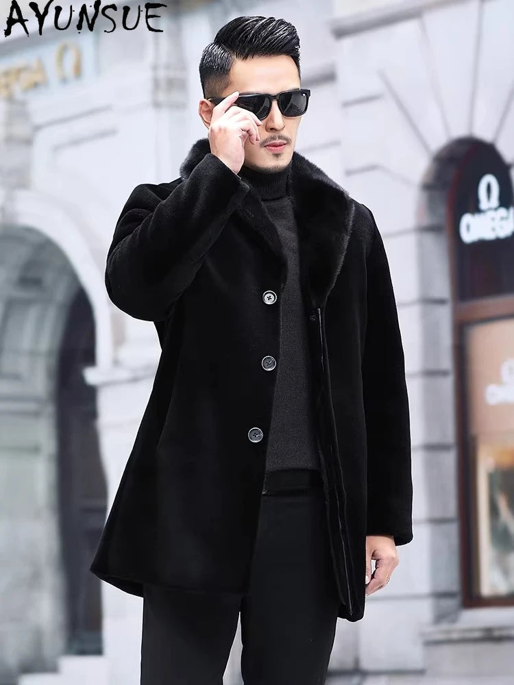 Manteau homme noir à col large – CLEVI Paris