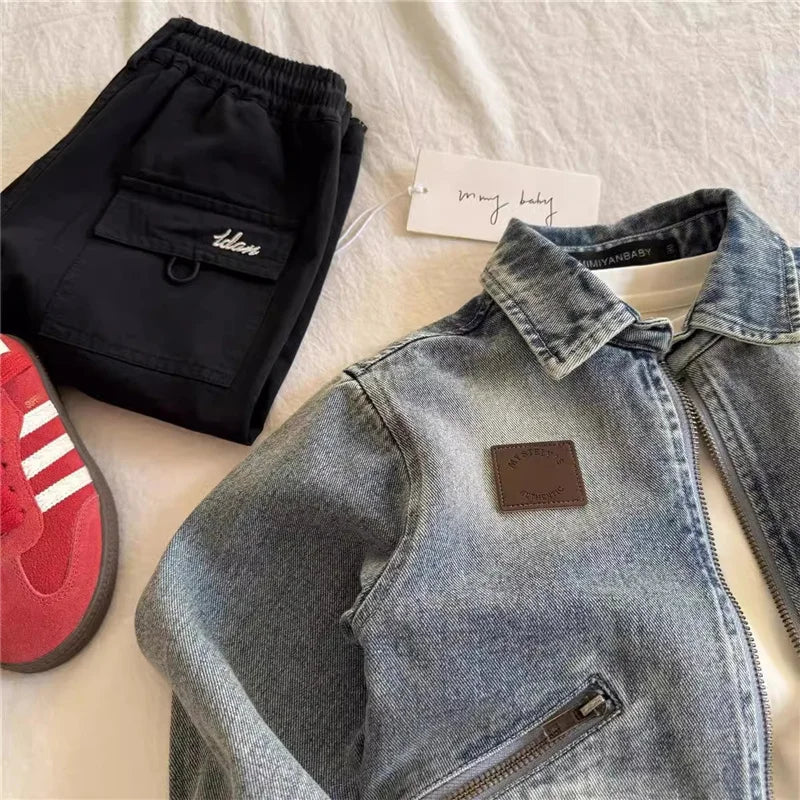 Veste en jean enfant zippée unisexe – CLEVI Paris