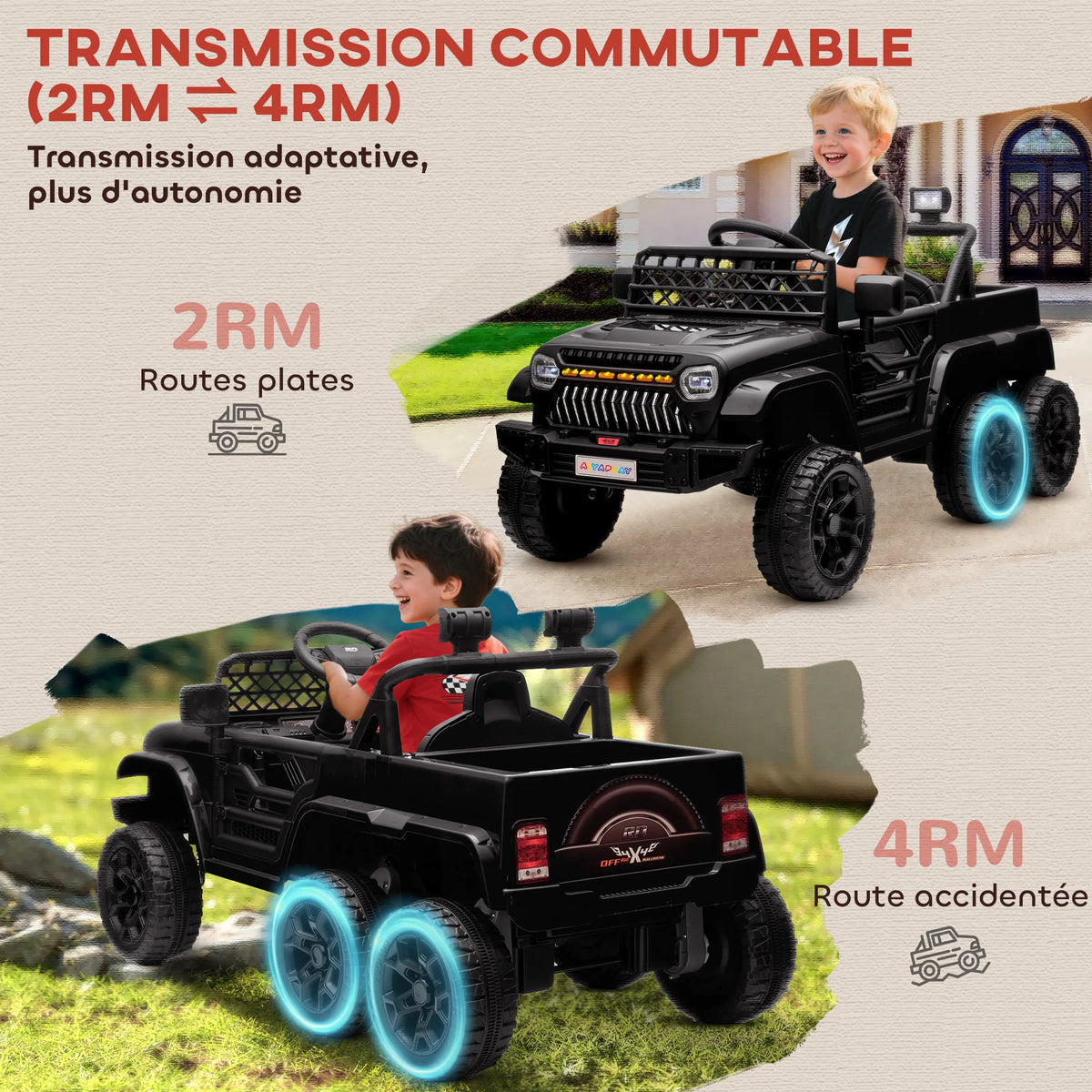 Buggy enfant AIYAPLAY 12 V avec remorque – CLEVI Paris