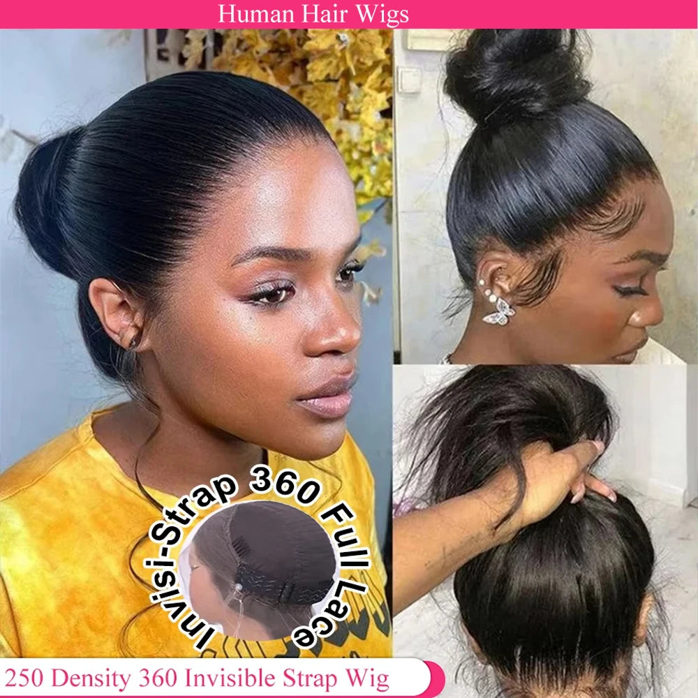 Perruque 360 Full Lace HD Bone Straight Glueless Invisi Strap 100% Cheveux Humains 18-36 Pouces – CLEVI Paris