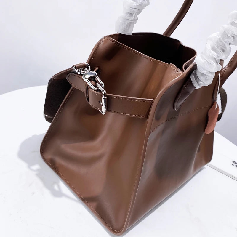 Tote Bag Cuir Vache Pleine Fleur Femme 2 Tailles Classique – CLEVI Paris