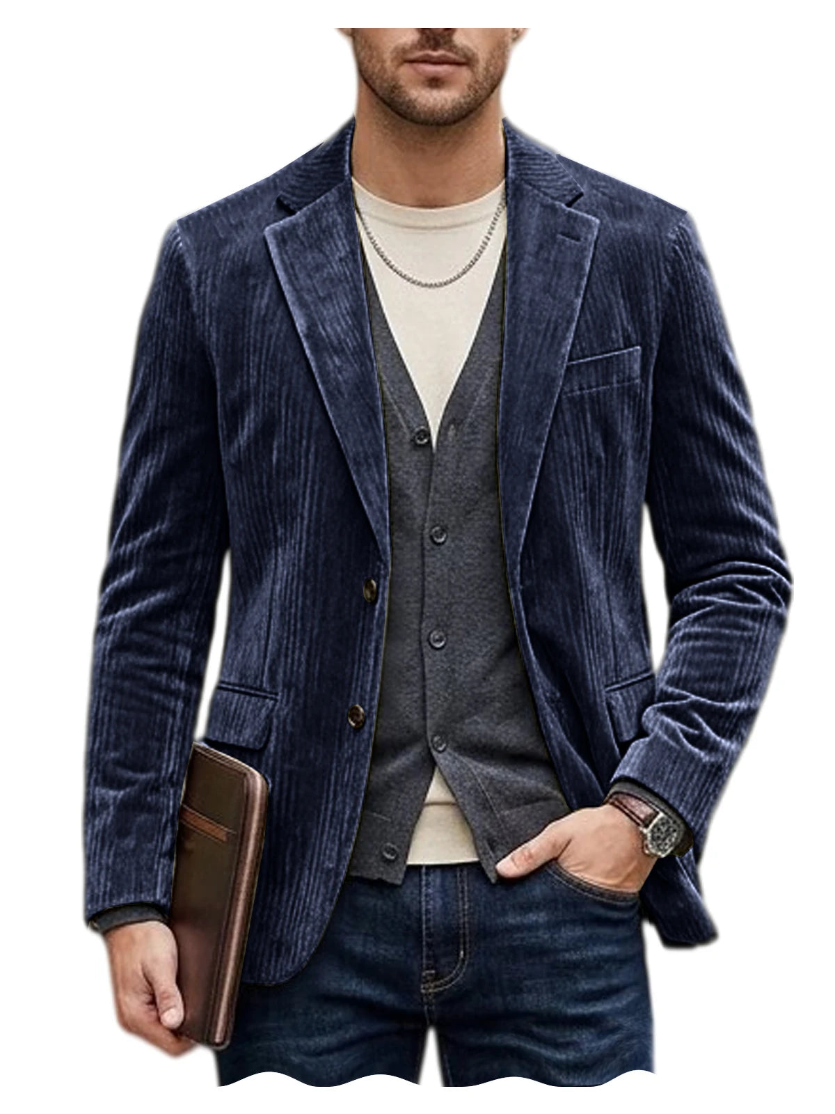 Blazer homme en velours côtelé, coupe ajustée – CLEVI Paris