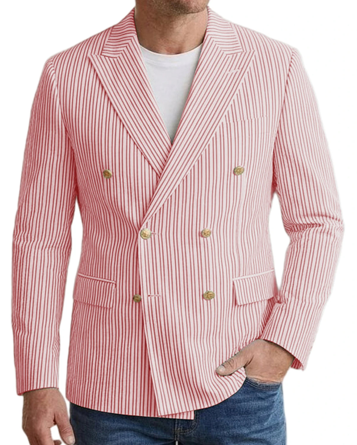 Blazer homme rayé double boutonnage – CLEVI Paris