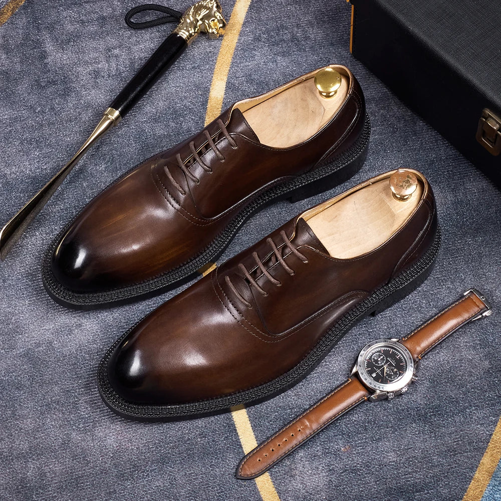 Oxford Wholecut Cuir Véritable Homme Respirant Rehaussant Bureau & Mariage – CLEVI Paris