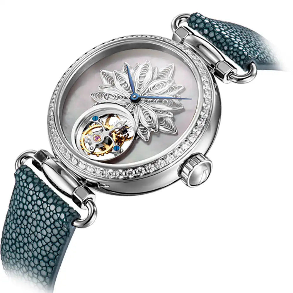 Montre Femme Tourbillon Filigrane Nacre Seagull 8100L – CLEVI Paris