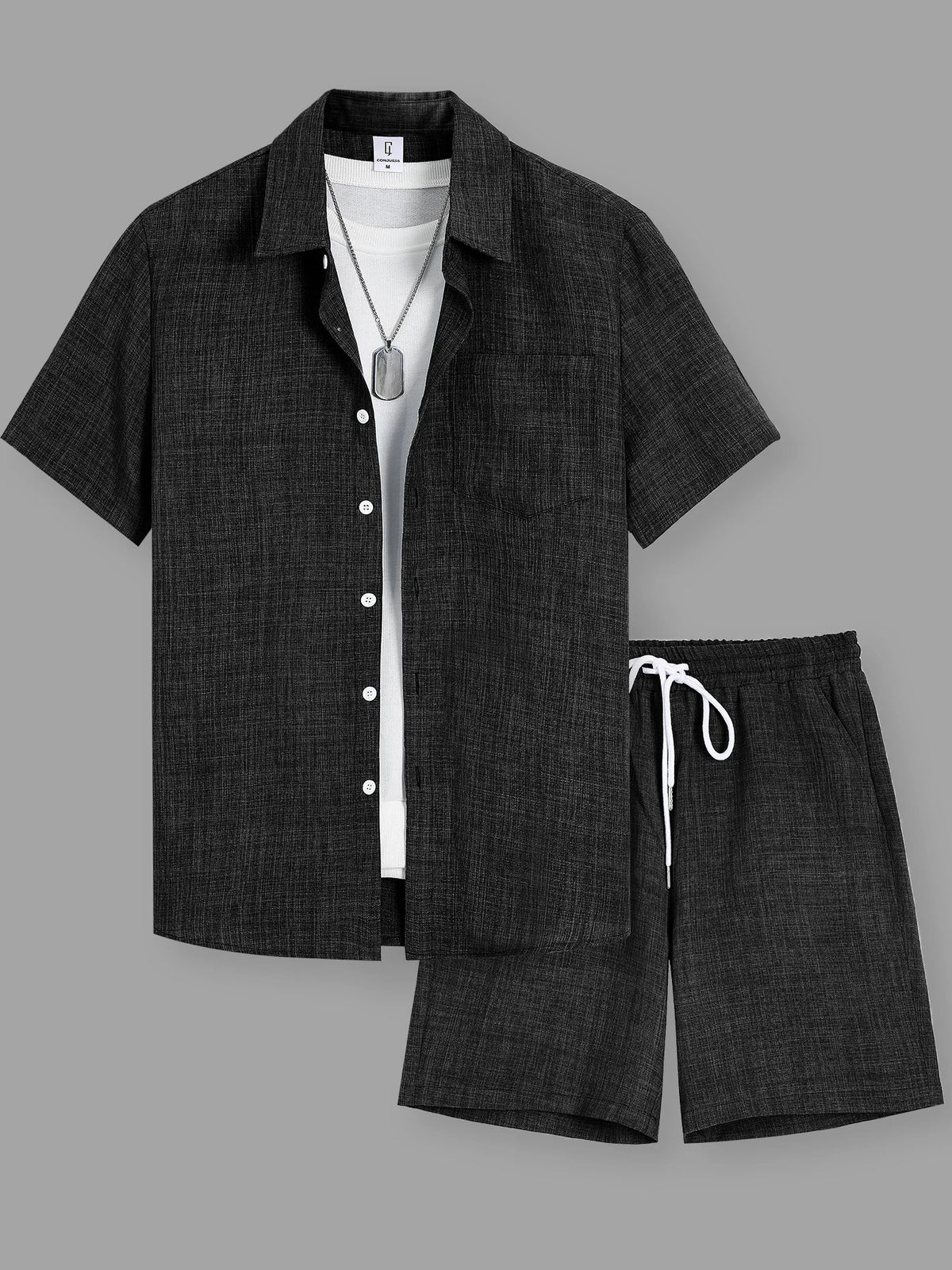Ensemble Deux Pièces Homme Chemise + Short Lin Casual – CLEVI Paris