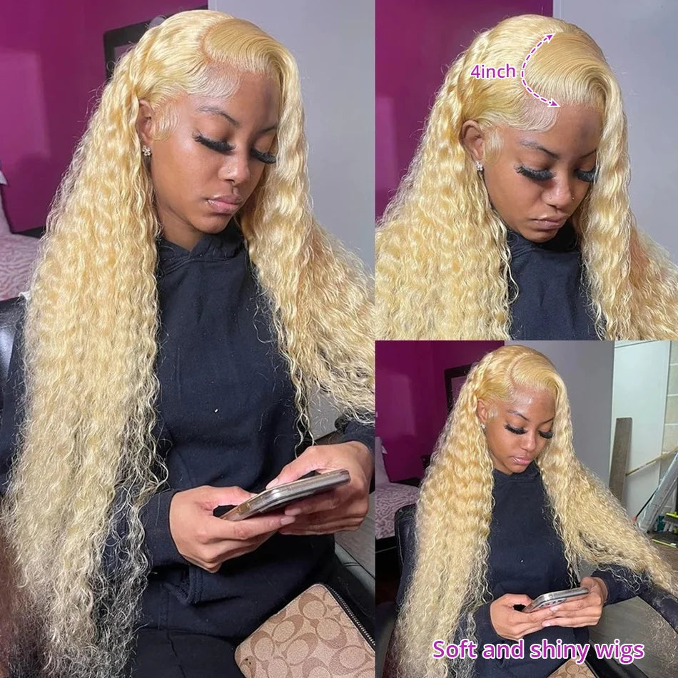 Perruque Bouclée Blonde 613 HD Lace 13x4 13x6 Cheveux Humains – CLEVI Paris