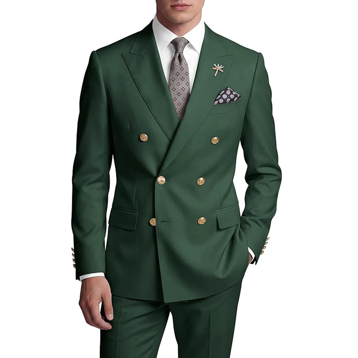 Costume homme 2 pièces croisé à boutons dorés – CLEVI Paris