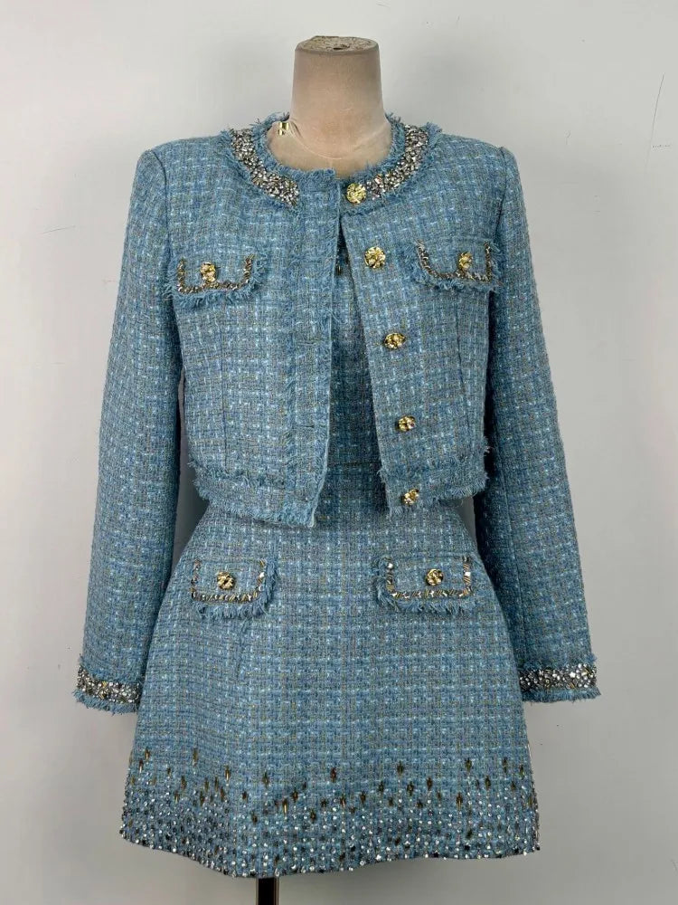 Ensemble femme tweed, veste et robe – CLEVI Paris