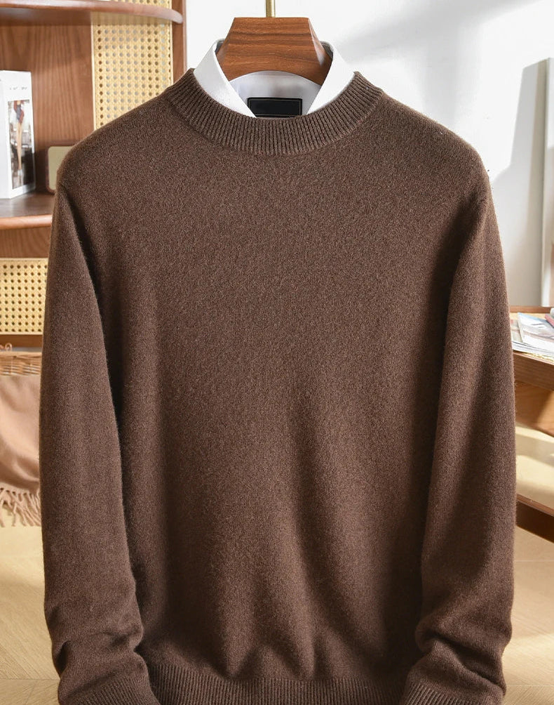 Pull homme en cachemire uni col rond – CLEVI Paris