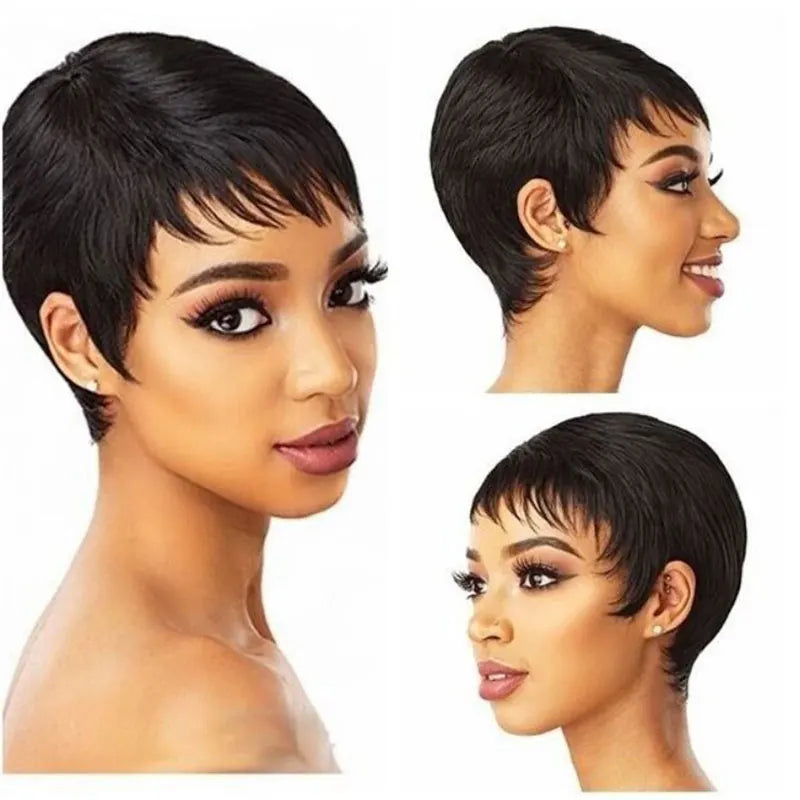 Perruque Courte Wavy Boy Cut Cheveux Humains Brésiliens Machine Made 3 Teintes 6 Pouces – CLEVI Paris