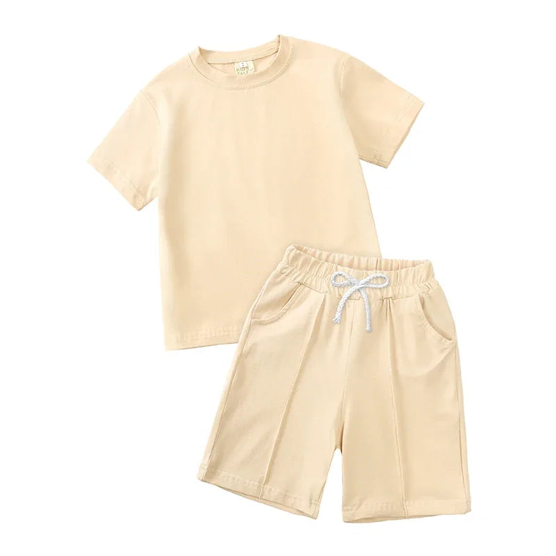 Ensemble enfant uni T-shirt et short à plis – CLEVI Paris