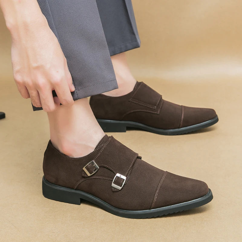 Loafers Flock Bout Pointu Double Boucle Homme – CLEVI Paris