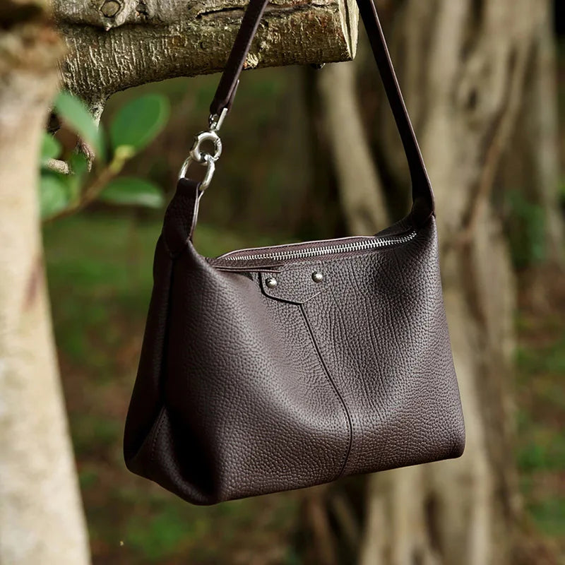 Sac Bandoulière Femme Cuir Véritable Grande Capacité Minimaliste – CLEVI Paris