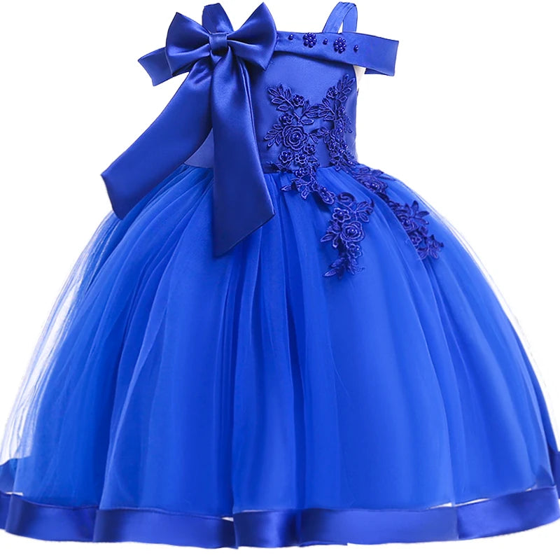 Robe cérémonie fille à fleurs appliquées – CLEVI Paris