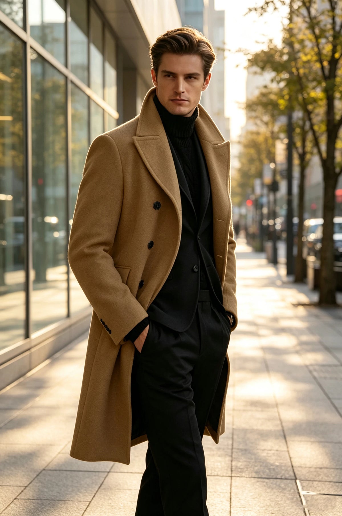 Manteau long homme laine mélangée croisé – CLEVI Paris