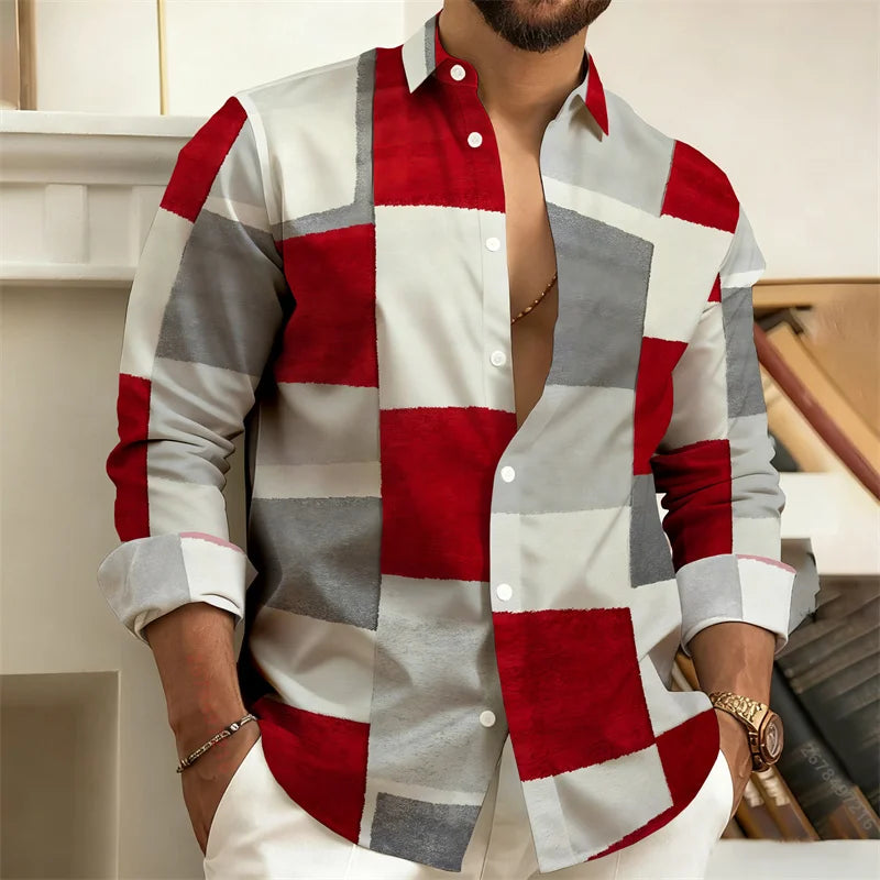 Chemise homme imprimée géométrique – CLEVI Paris