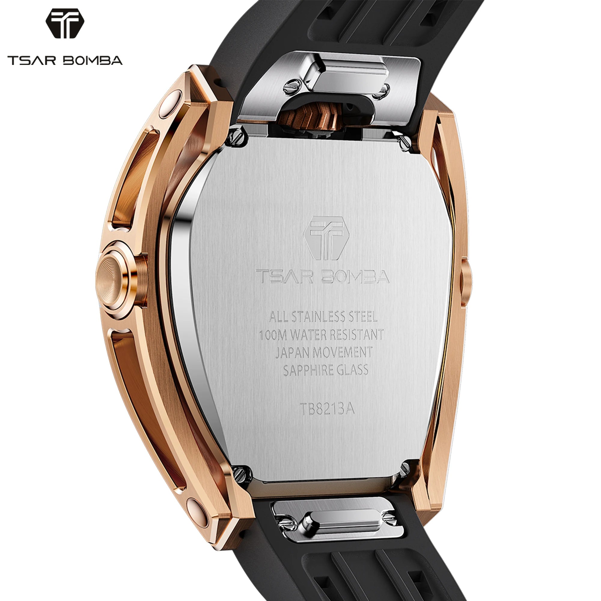 Montre Homme Automatique TSAR BOMBA TB8213A – Mouvement Japonais Verre Saphir Étanche 100m Lunette Carbone – CLEVI Paris